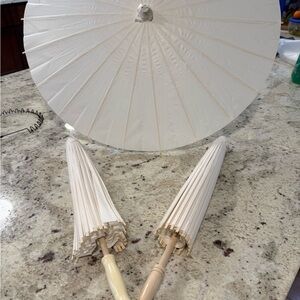 White Paper Parasol Umbrellas - Set of 6